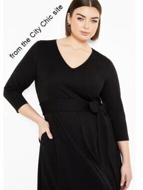 City Chic Presley Dress Black Stretch Knit Plus Size 3X / 26W
